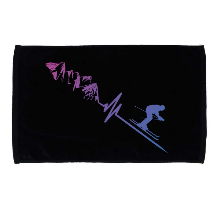 Skier Heartbeat Mountains Skiing Pulse Cute Gift Microfiber Hand Towel