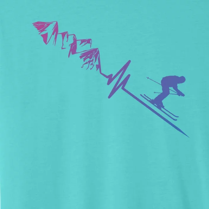 Skier Heartbeat Mountains Skiing Pulse Cute Gift ChromaSoft Performance T-Shirt