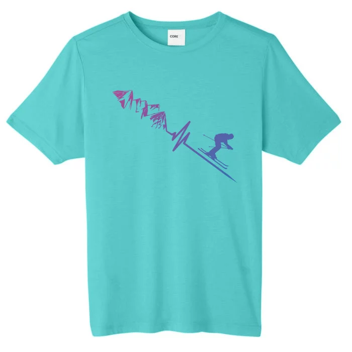 Skier Heartbeat Mountains Skiing Pulse Cute Gift ChromaSoft Performance T-Shirt