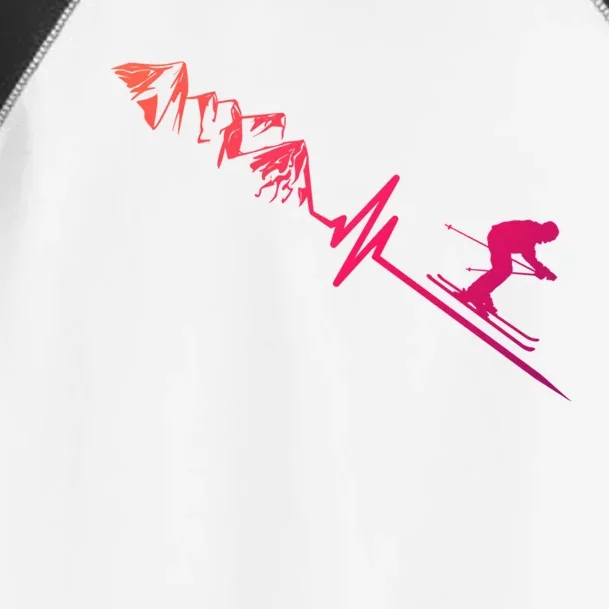 Skier Heartbeat Mountains Skiing Pulse Cute Gift Toddler Fine Jersey T-Shirt