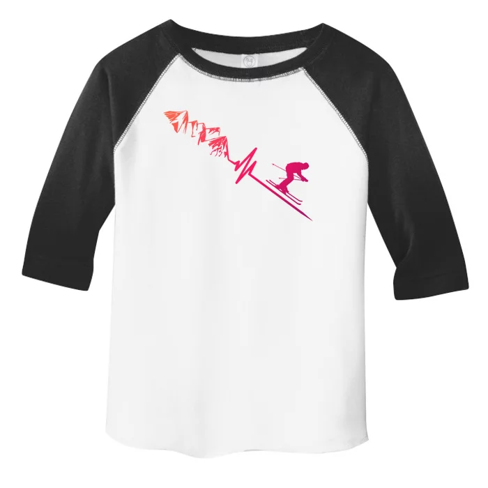 Skier Heartbeat Mountains Skiing Pulse Cute Gift Toddler Fine Jersey T-Shirt