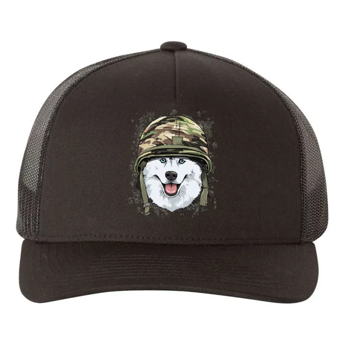 Siberian Husky Military Soldier Veterans Day Puppy Dog Lover Yupoong Adult 5-Panel Trucker Hat