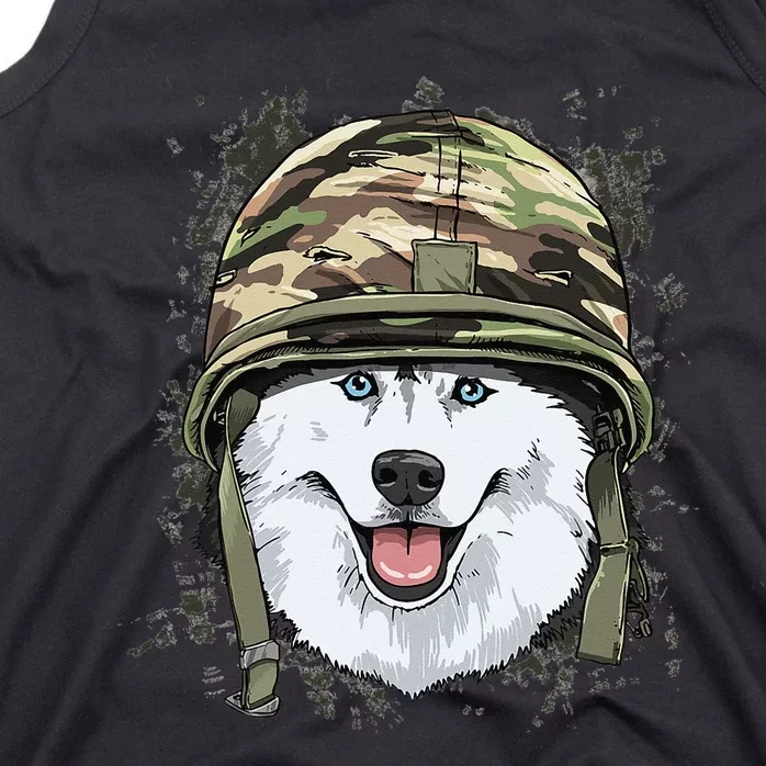 Siberian Husky Military Soldier Veterans Day Puppy Dog Lover Tank Top