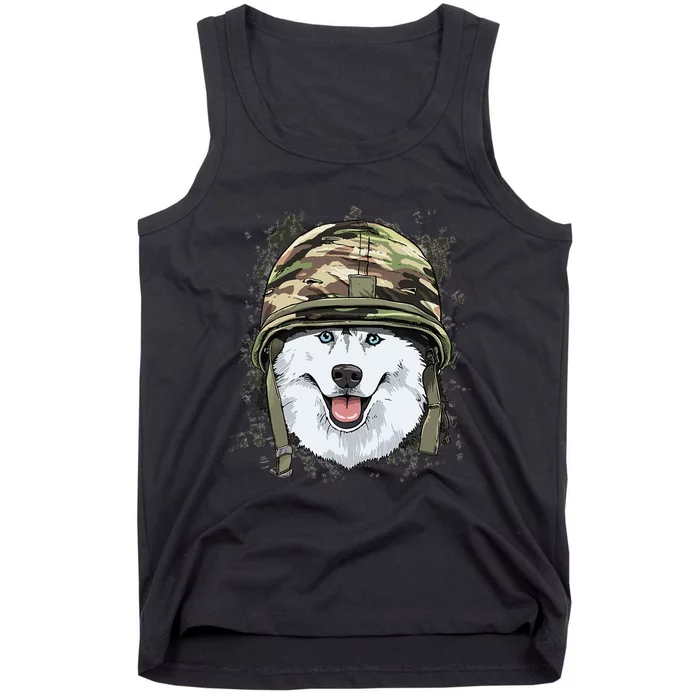 Siberian Husky Military Soldier Veterans Day Puppy Dog Lover Tank Top