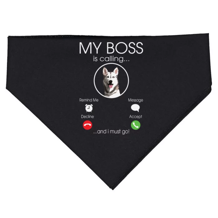 Siberian Husky My Boss USA-Made Doggie Bandana