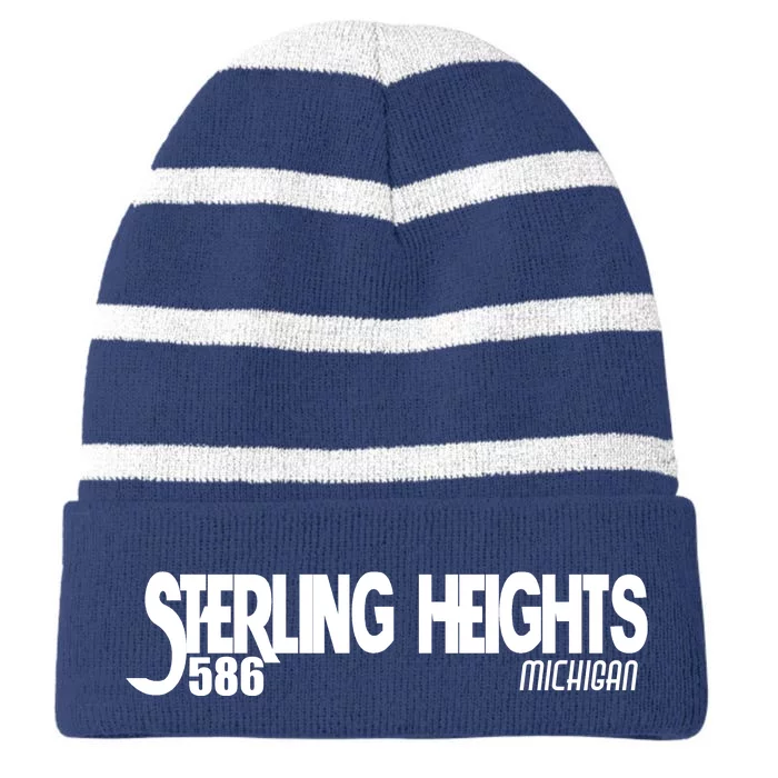 Sterling Heights Michigan 586 Striped Beanie with Solid Band