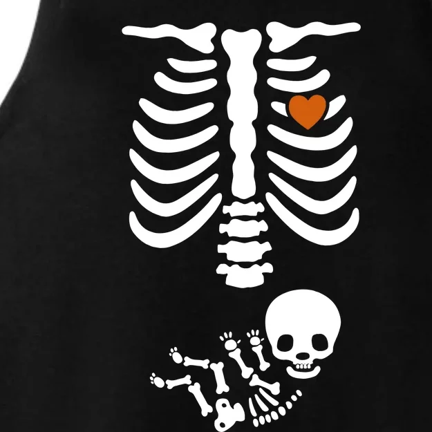 Skeleton Halloween Maternity Funny Pregnancy Announcement Ladies Tri-Blend Wicking Tank