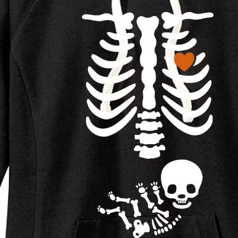 Skeleton Halloween Maternity Funny Pregnancy Announcement Women's Fleece Hoodie