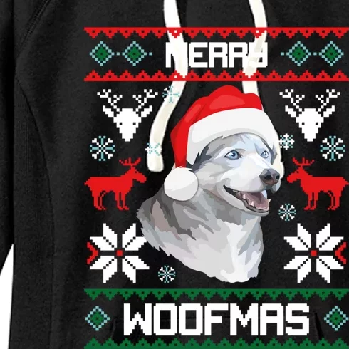 Siberian Husky Merry Woofmas Gift For Christmas Clothes Xmas Gift Women's Fleece Hoodie