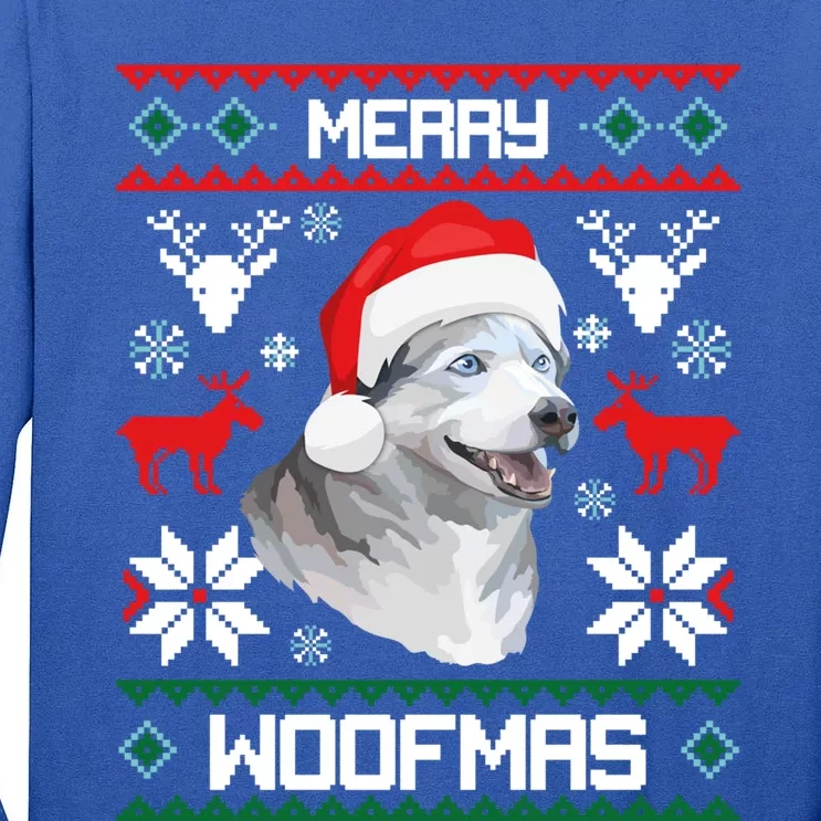 Siberian Husky Merry Woofmas Gift For Christmas Clothes Xmas Gift Tall Long Sleeve T-Shirt