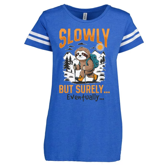 Sloth Hiking Mountains Slowly But Surely... Eventually! Enza Ladies Jersey Football T-Shirt