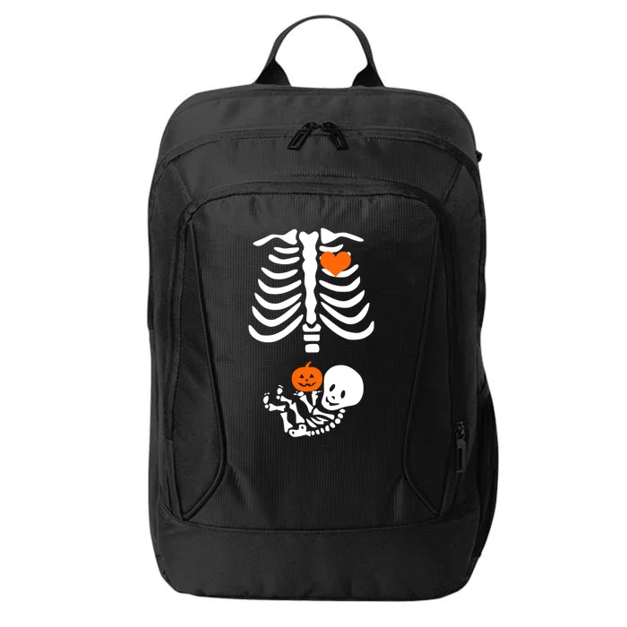 Skeleton Halloween Maternity Funny Pregnancy Announcet Gift City Backpack