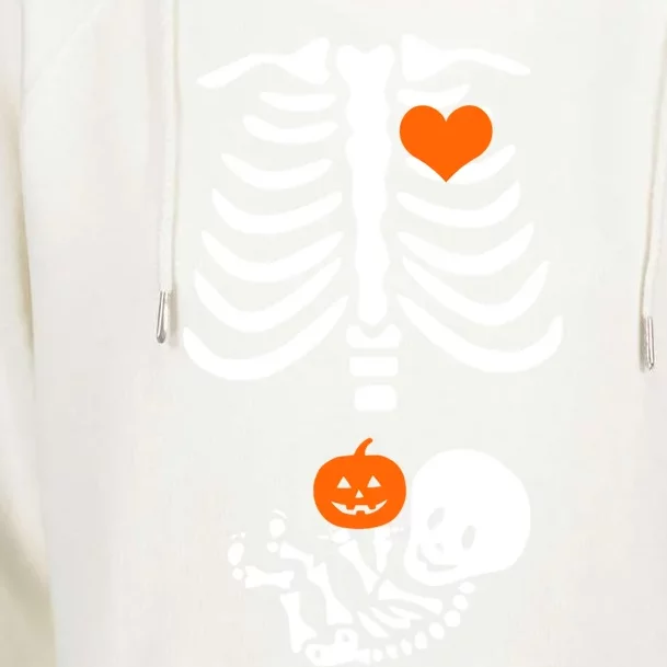 Skeleton Halloween Maternity Funny Pregnancy Announcet Gift Womens Funnel Neck Pullover Hood