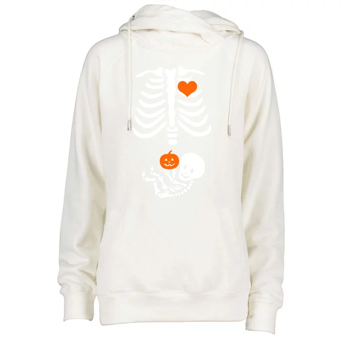 Skeleton Halloween Maternity Funny Pregnancy Announcet Gift Womens Funnel Neck Pullover Hood