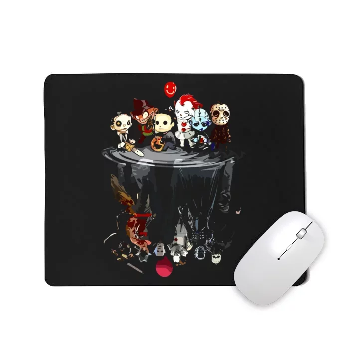 Scary Horror Movies Chibi Character Water Reflection Mousepad