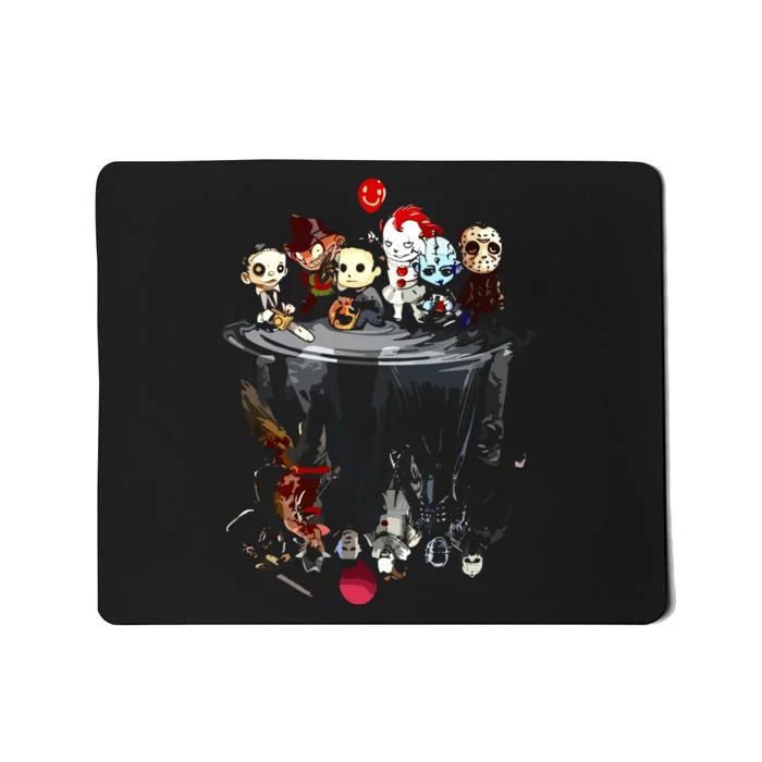 Scary Horror Movies Chibi Character Water Reflection Mousepad