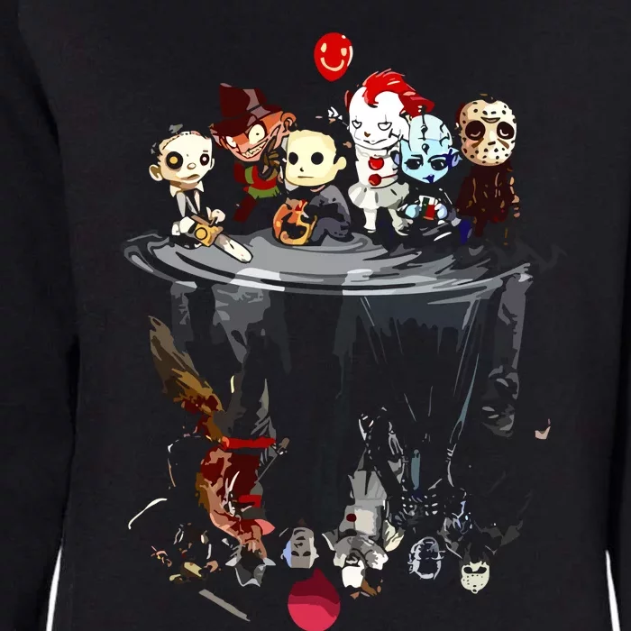 Scary Horror Movies Chibi Character Water Reflection Womens California Wash Sweatshirt