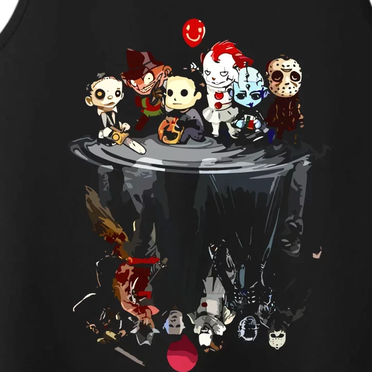 Scary Horror Movies Chibi Character Water Reflection Performance Tank