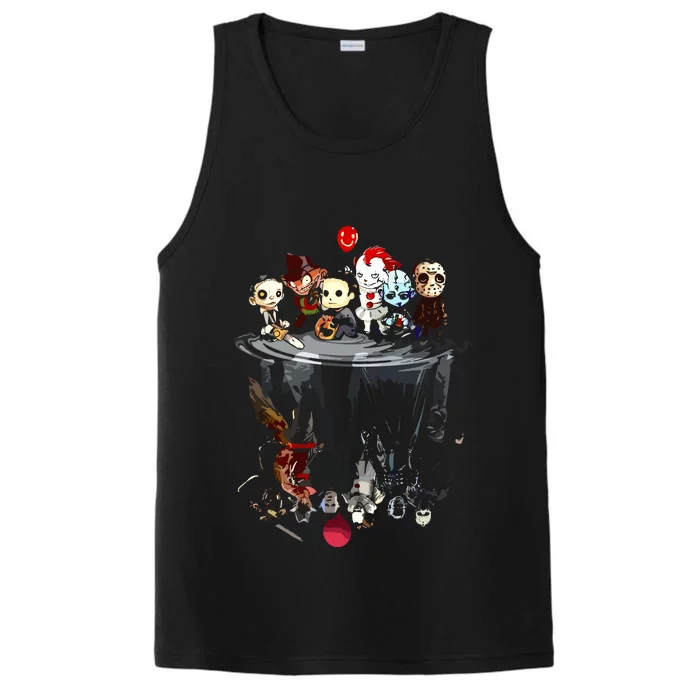 Scary Horror Movies Chibi Character Water Reflection Performance Tank