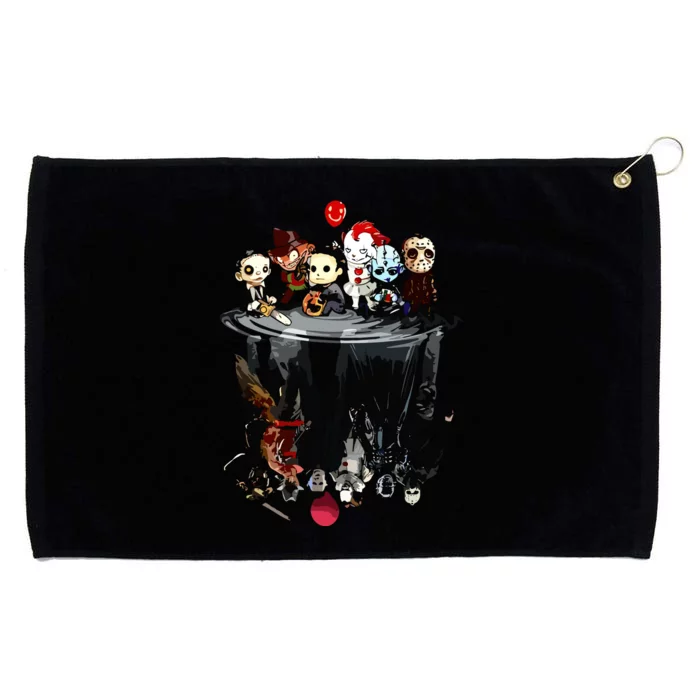 Scary Horror Movies Chibi Character Water Reflection Grommeted Golf Towel