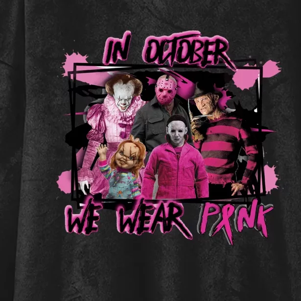 Scary Horror Movie Halloween Characters Breast Cancer Pink Hooded Wearable Blanket