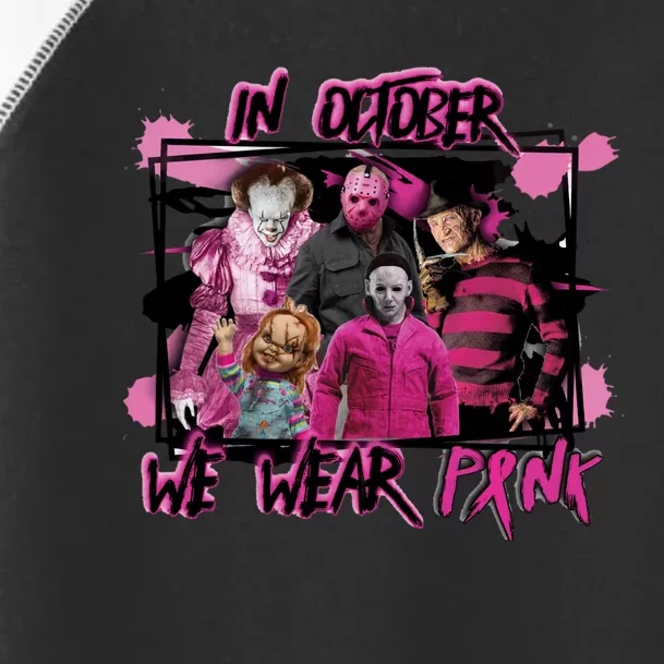 Scary Horror Movie Halloween Characters Breast Cancer Pink Toddler Fine Jersey T-Shirt