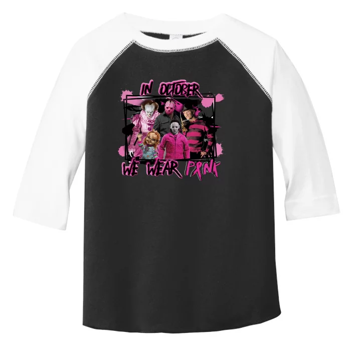 Scary Horror Movie Halloween Characters Breast Cancer Pink Toddler Fine Jersey T-Shirt