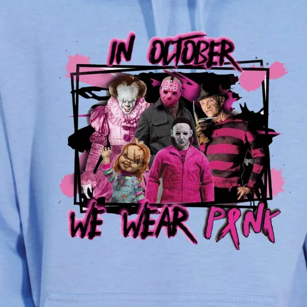 Scary Horror Movie Halloween Characters Breast Cancer Pink Unisex Surf Hoodie