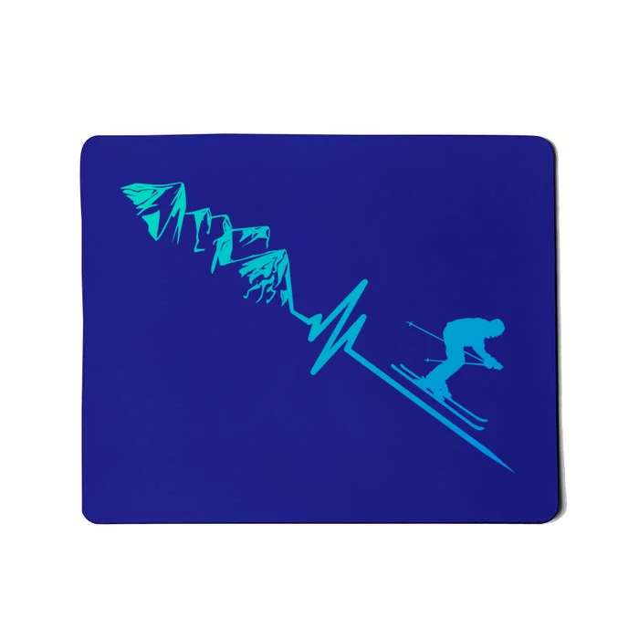 Skier Heartbeat Mountains Skiing Pulse Great Gift Mousepad