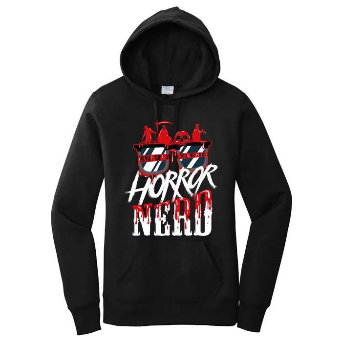 Scary Horror Nerd Bloody Games Glasses Horror Movie Fan Women's Pullover Hoodie