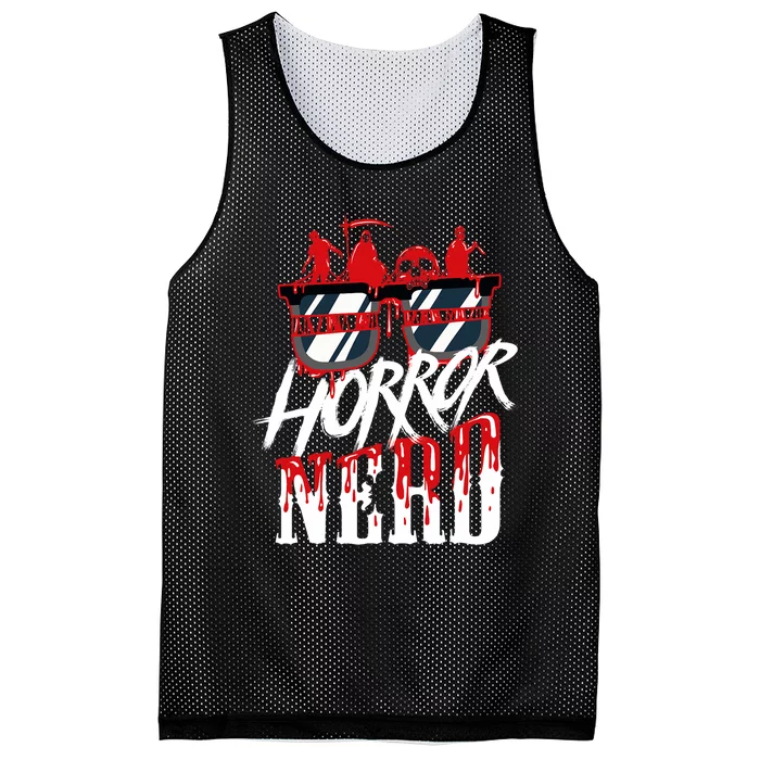 Scary Horror Nerd Bloody Games Glasses Horror Movie Fan Mesh Reversible Basketball Jersey Tank