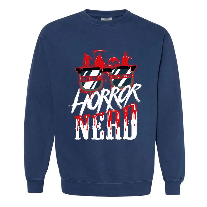 Scary Horror Nerd Bloody Games Glasses Horror Movie Fan Garment-Dyed Sweatshirt