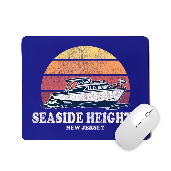 Seaside Heights Nj Vintage Boating 70s Retro Boat Design Gift Mousepad