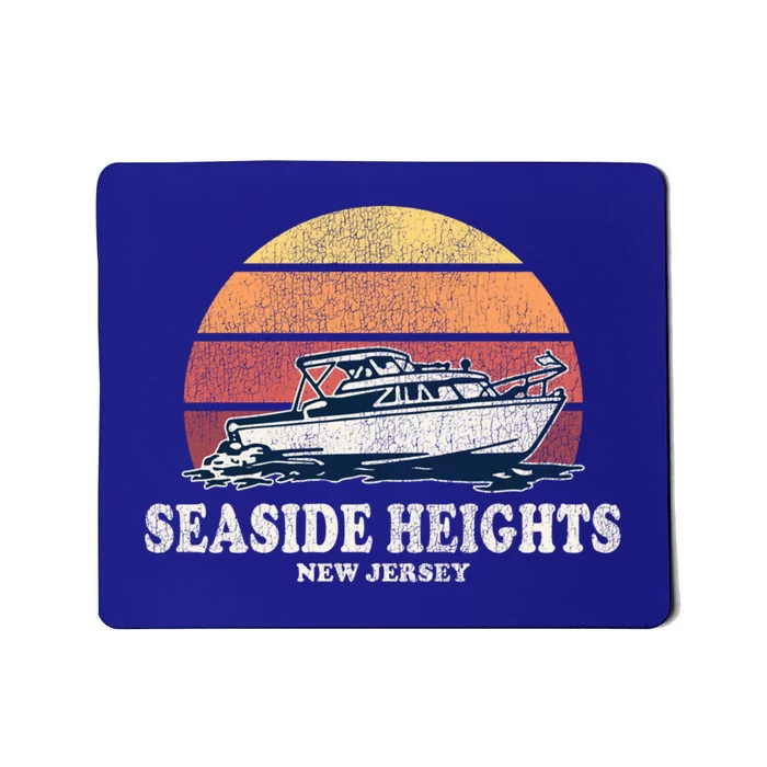 Seaside Heights Nj Vintage Boating 70s Retro Boat Design Gift Mousepad