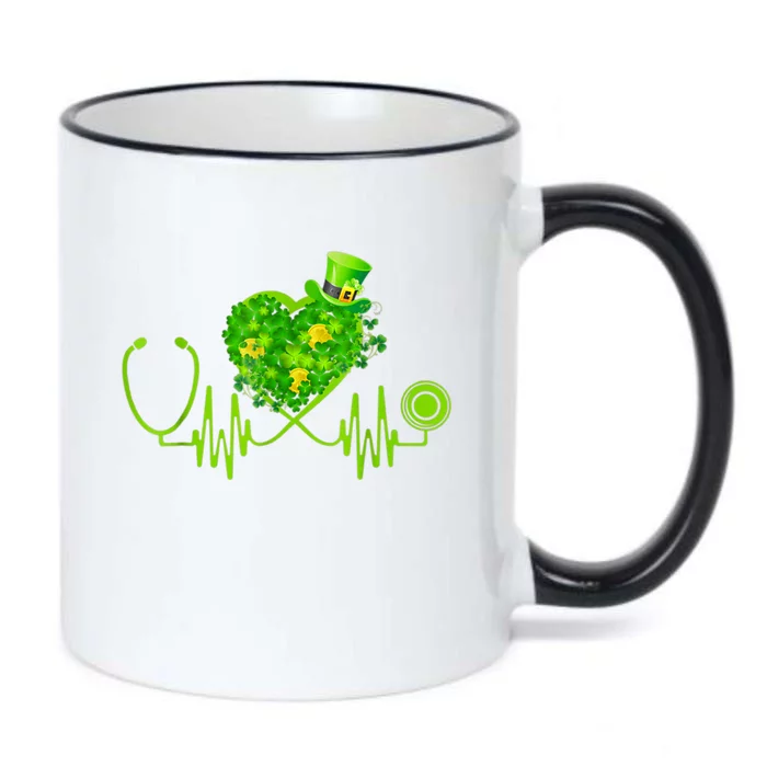 Stethoscope Heartbeat Nurse Doctor St Patricks Day Clover Black Color Changing Mug