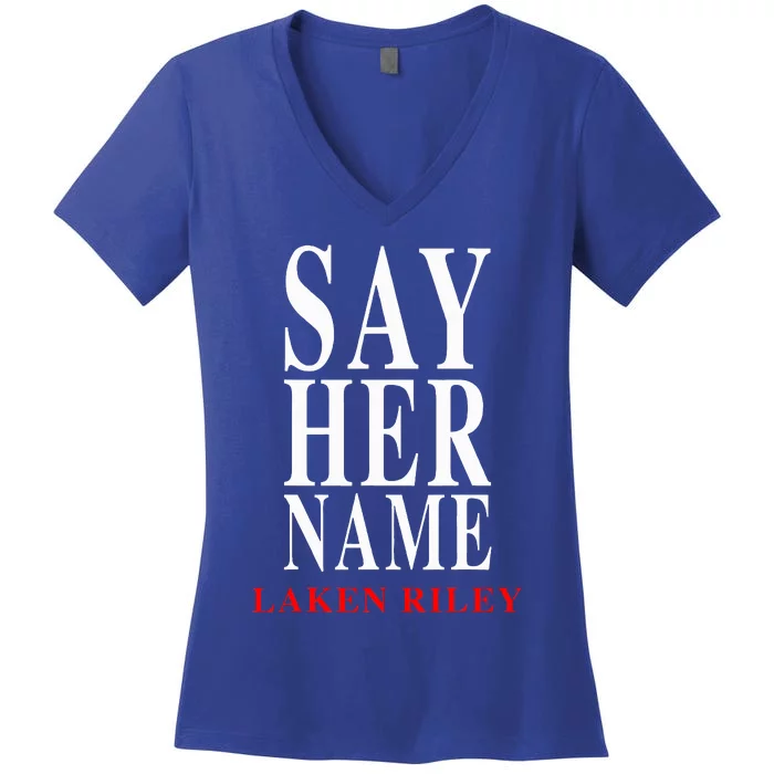 Say Her Name Laken Riley Women's V-Neck T-Shirt