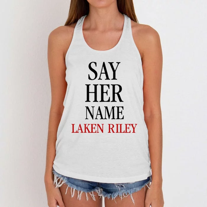 Say Her Name Laken Riley Women's Knotted Racerback Tank