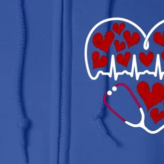 Stethoscope Heart Nurse Valentine Day Ekg Tech Sinus Rhythm Great Gift Full Zip Hoodie