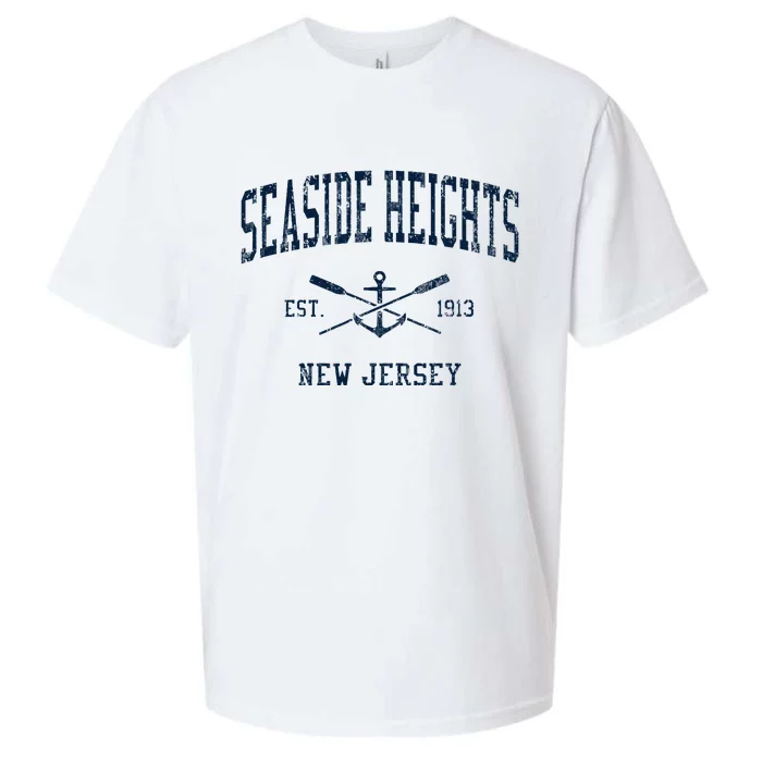 Seaside Heights Nj Vintage Crossed Oars & Boat Anchor Sueded Cloud Jersey T-Shirt