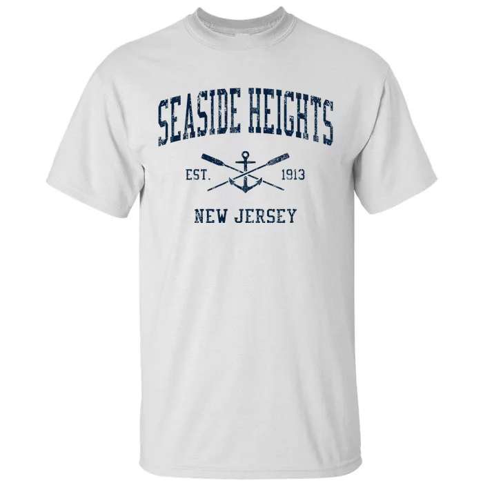 Seaside Heights Nj Vintage Crossed Oars & Boat Anchor Tall T-Shirt