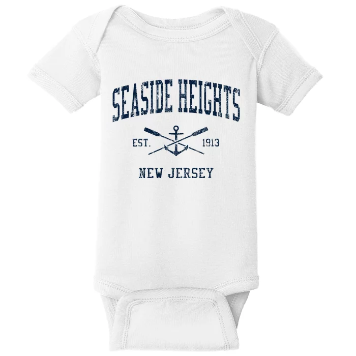 Seaside Heights Nj Vintage Crossed Oars & Boat Anchor Baby Bodysuit