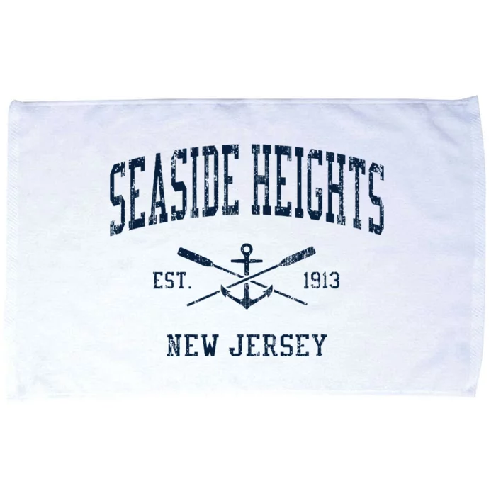 Seaside Heights Nj Vintage Crossed Oars & Boat Anchor Microfiber Hand Towel