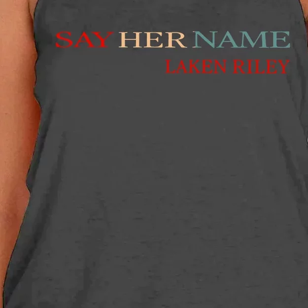 Say Her Name Funny Laken Riley Women's Knotted Racerback Tank