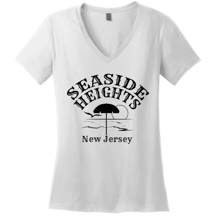 Seaside Heights New Jersey Beach Ocean Shore Boardwalk Town Women's V-Neck T-Shirt