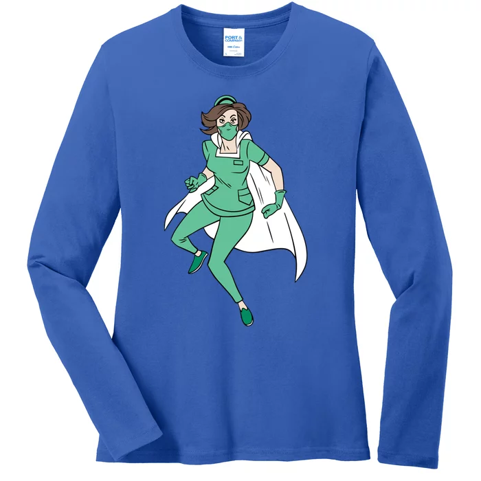 Super Hero Nurse Funny Gift Ladies Long Sleeve Shirt