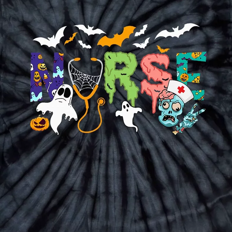 Spooky Halloween Nurse Pattern for a Festive Twist Tie-Dye T-Shirt