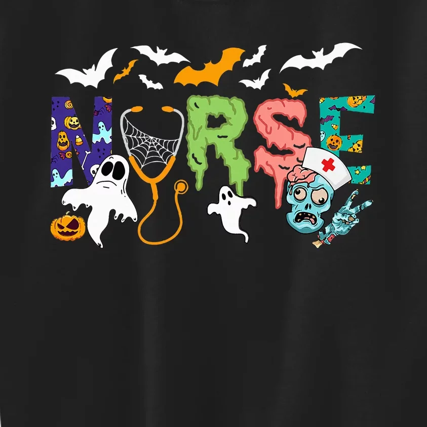 Spooky Halloween Nurse Pattern for a Festive Twist Kids Sweatshirt