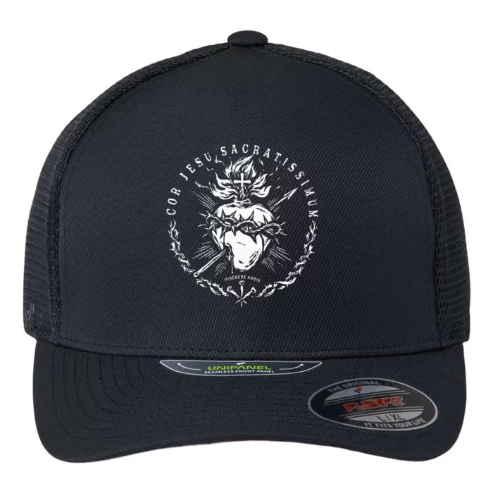 Sacred Heart Of Jesus Catholic Devotion Flexfit Unipanel Trucker Cap