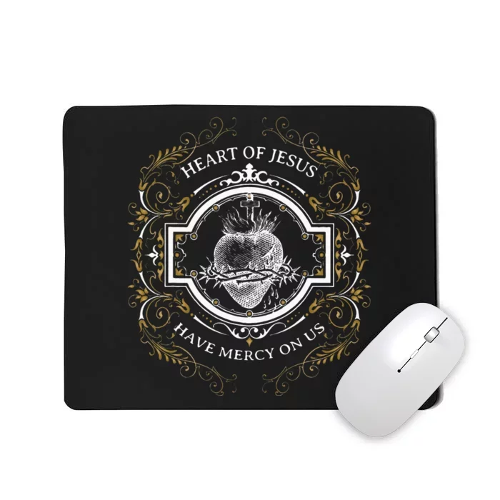 Sacred Heart Of Jesus Litany Vintage Blessing Catholic Mousepad