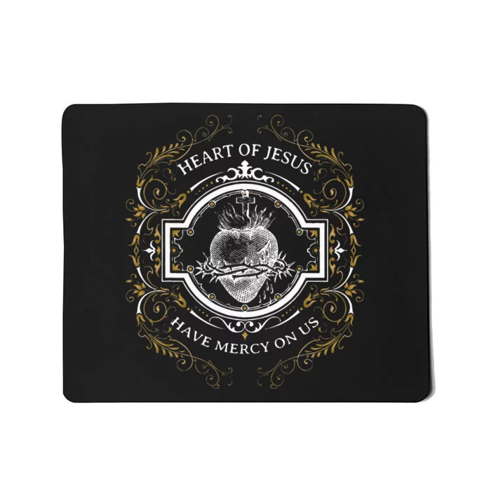 Sacred Heart Of Jesus Litany Vintage Blessing Catholic Mousepad